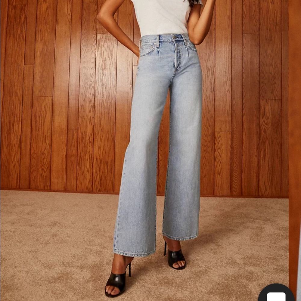 Denim Forum The Maya Mid Rise Wide Leg Jeans